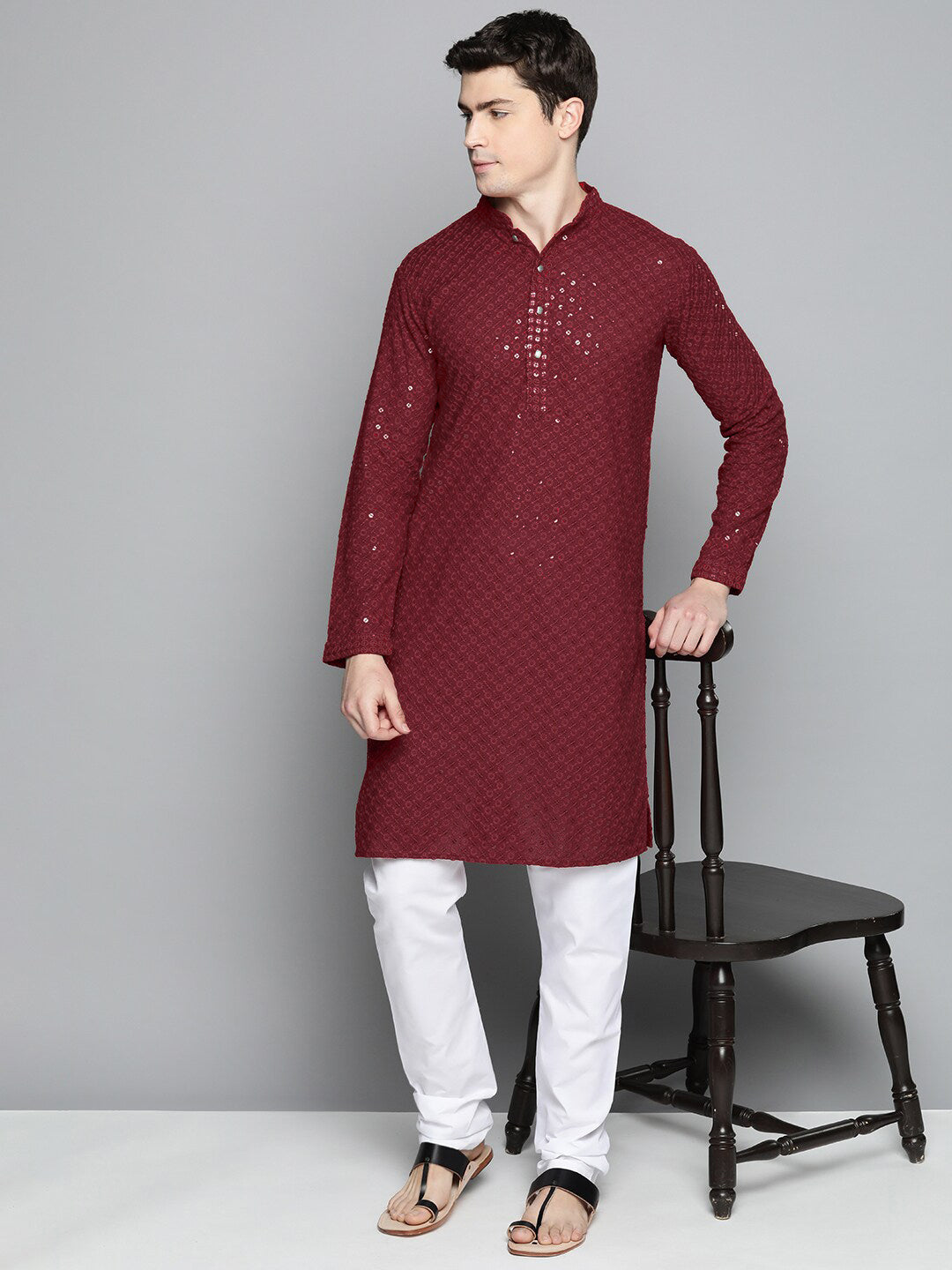 Jompers Men Mandarin Collar Embellished Kurta