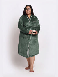 KLOTTHE Woollen Plus Size Bath Robe With Belt