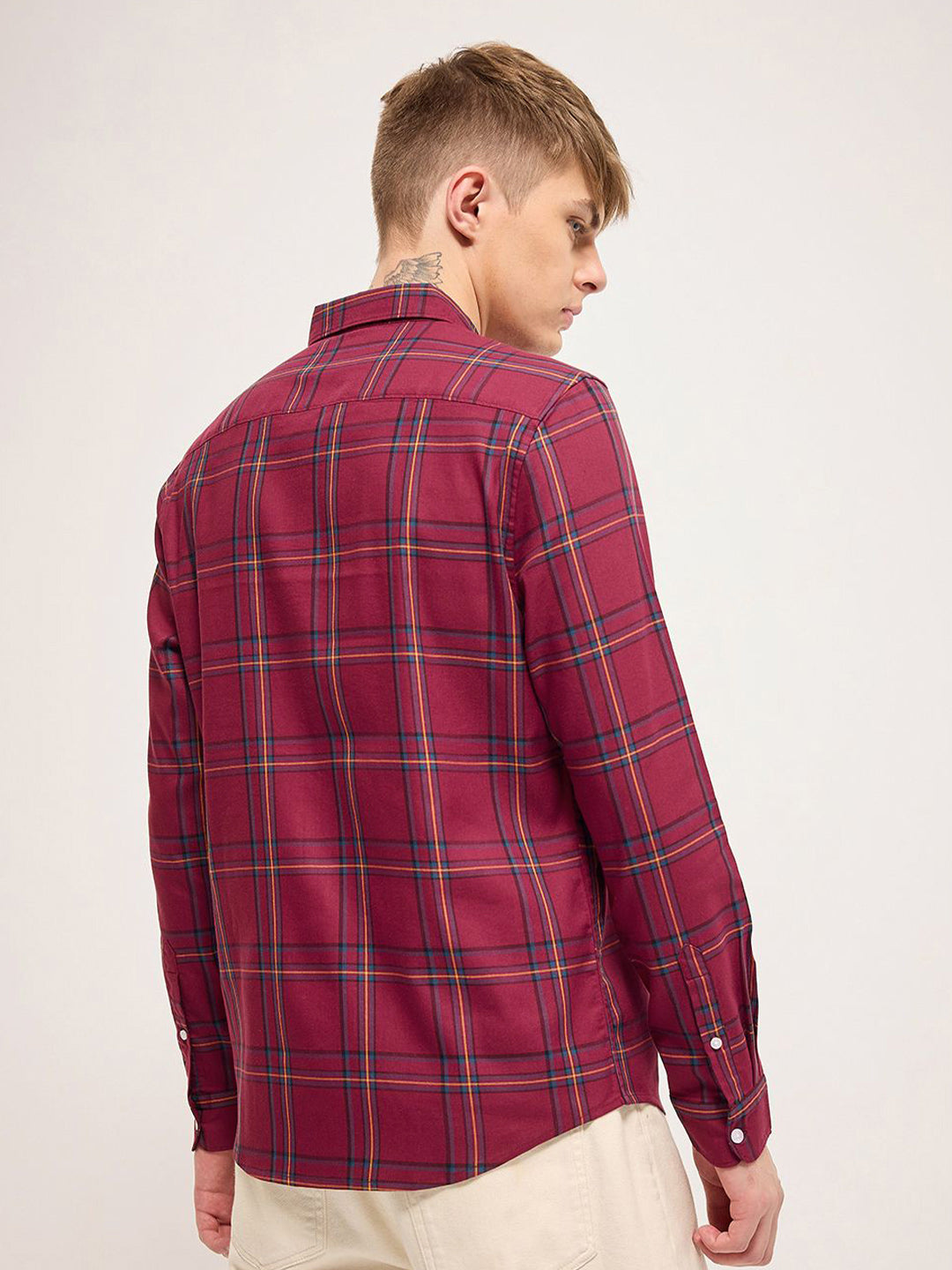 THE BEAR HOUSE Men Cotton Checked Slim Fit Casual Shirt