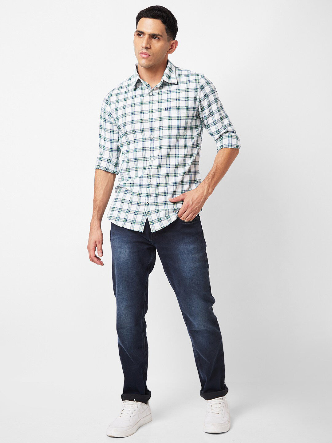 SPYKAR Checked Slim Fit Pure Cotton Casual Shirt