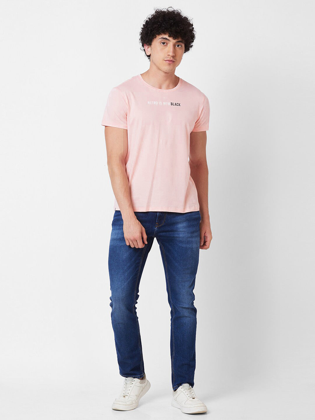 SPYKAR Typography Cotton Slim Fit T-shirt
