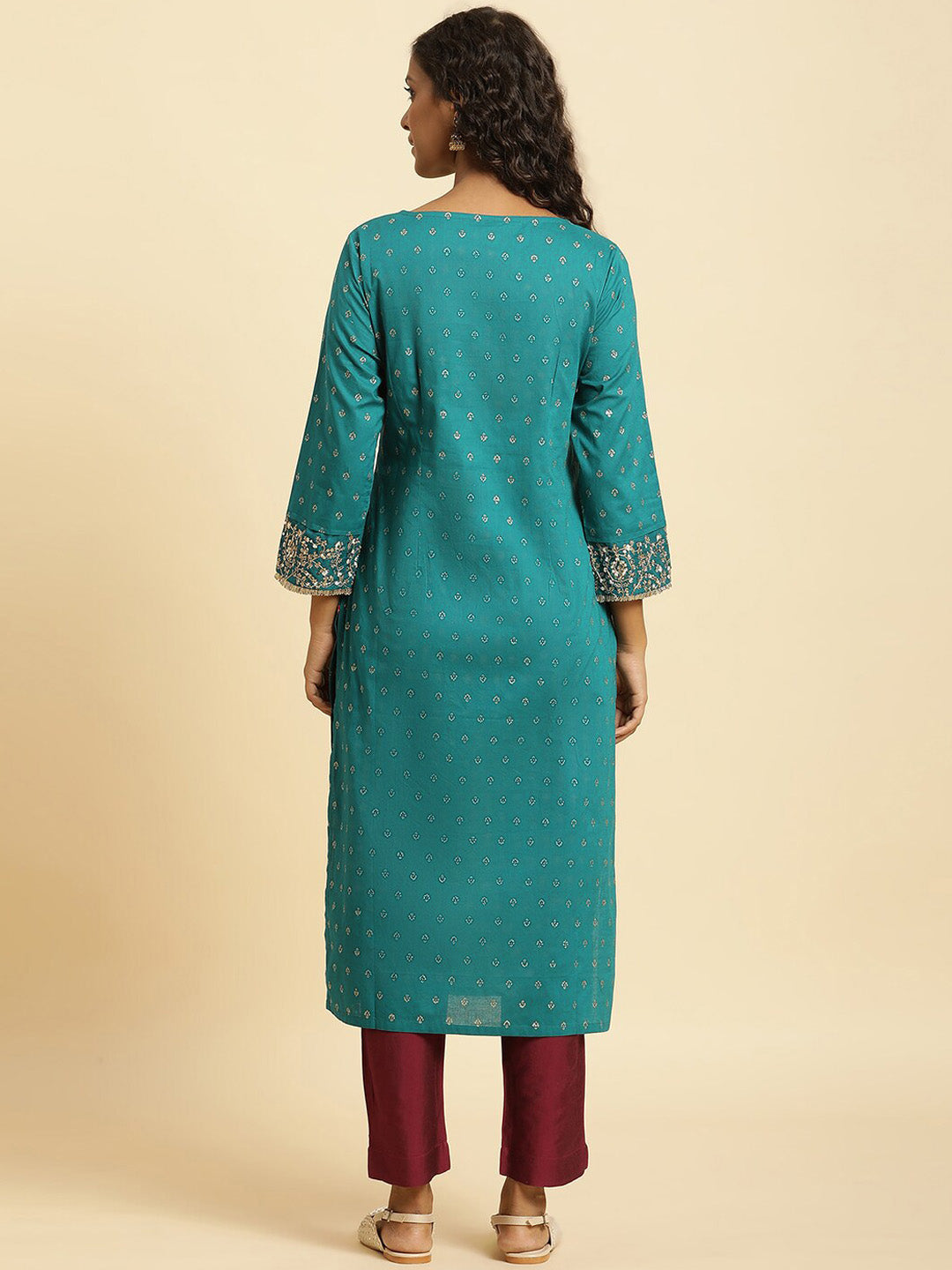 W Ethnic Motifs Printed Pure Cotton Anarkali Kurta