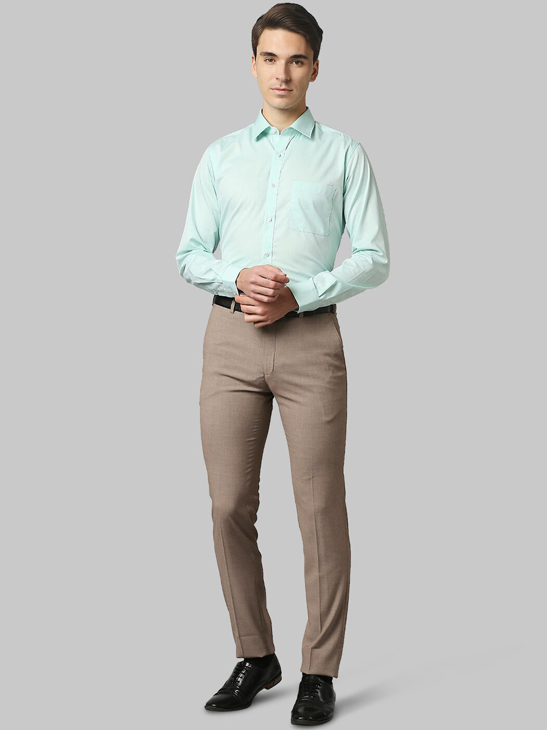 Raymond Men Brown Solid Slim Fit Formal Trousers