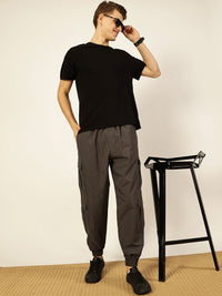 Thomas Scott Men Casual Loose Fit Mid-Rise Cotton Wrinkle Free Solid Joggers Trousers