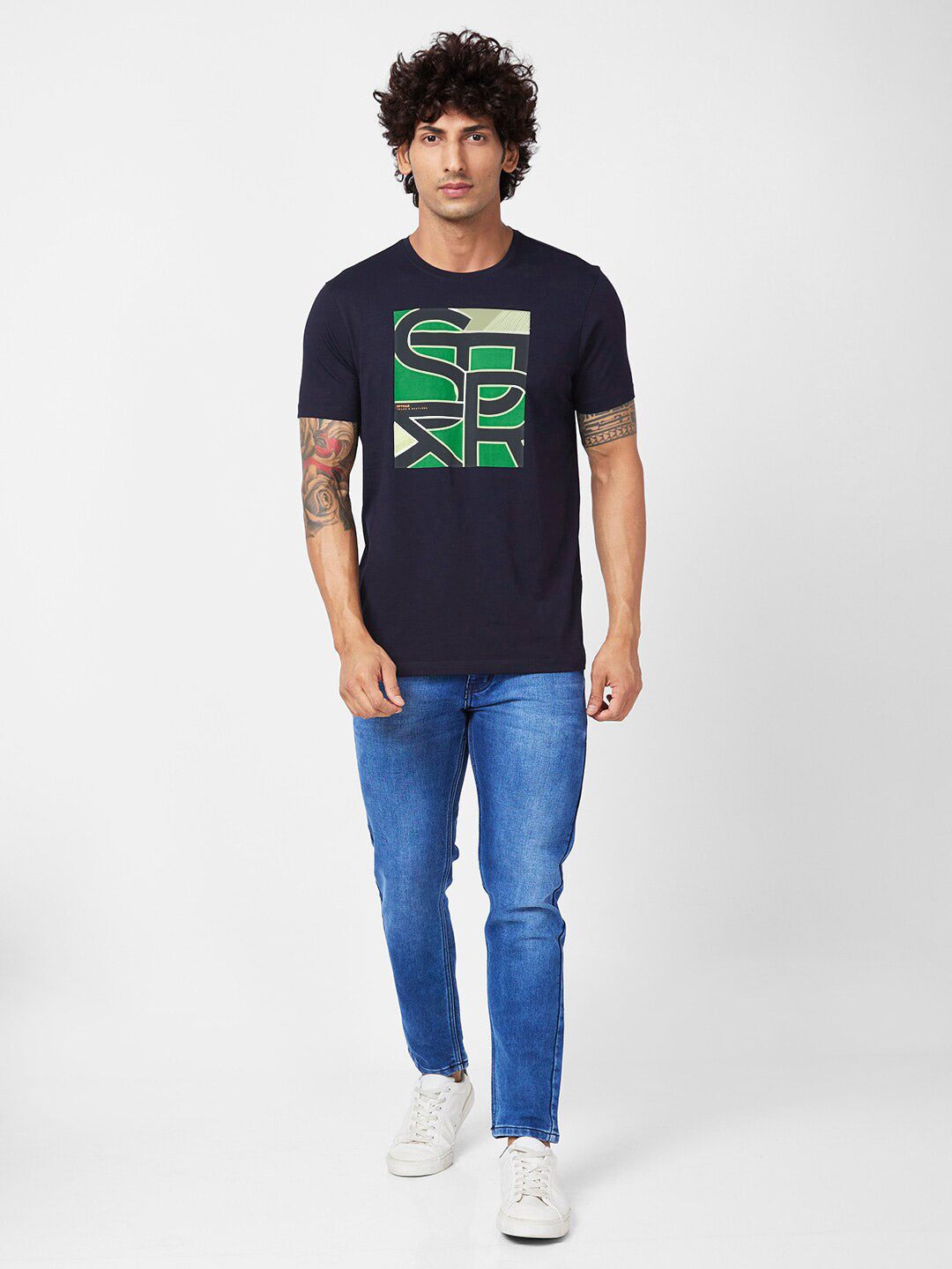 SPYKAR Typography Printed Slim Fit T-shirt