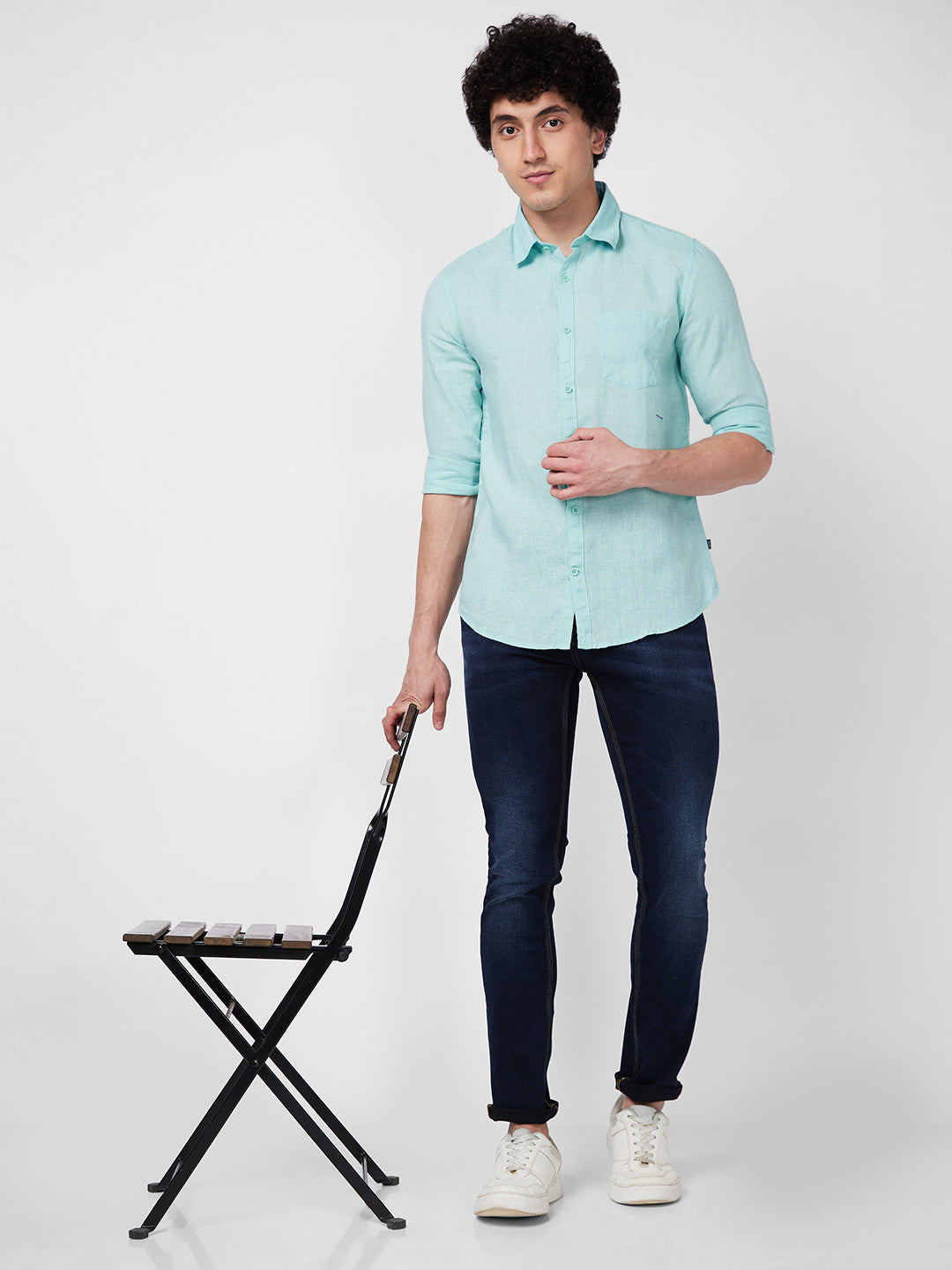 SPYKAR Spread Collar Linen Casual Shirt