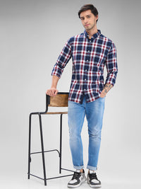 SPYKAR Pure Cotton Slim Fit Opaque Checked Spread Collar Casual Shirt