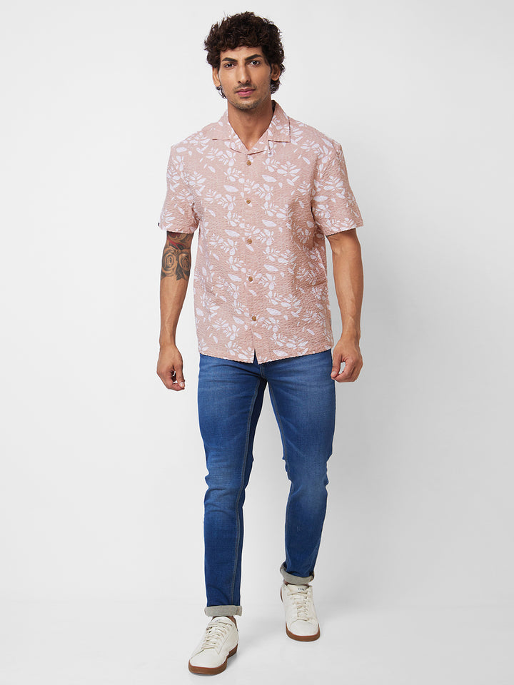 SPYKAR Floral Printed Cuban Collar Pure Cotton Casual Shirt