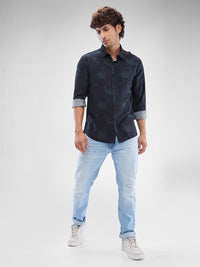 SPYKAR Men Slim Fit Opaque Abstract Printed Spread Collar Casual Shirt