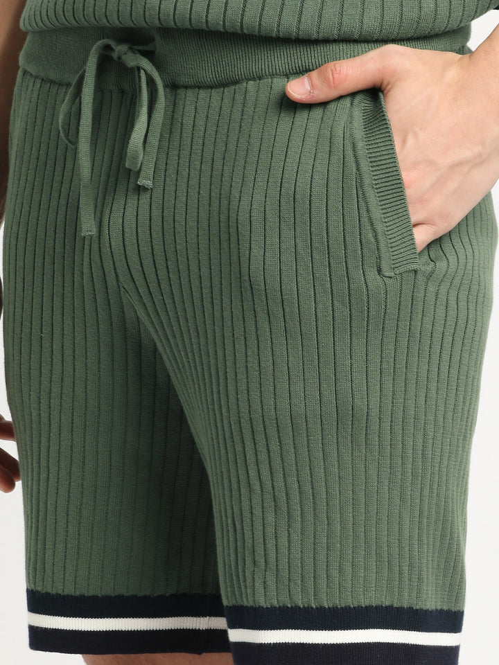 THE BEAR HOUSE Men Self Designed Regular Fit Pure Cotton Shorts