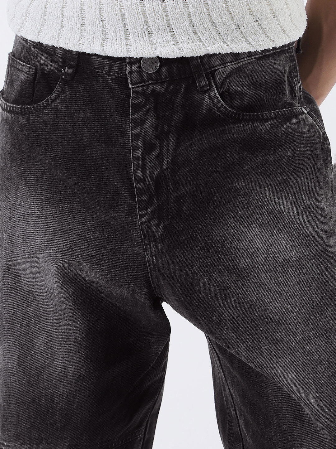 Urbano Fashion Baggy Fit Cut and Sew Panelled Jeans