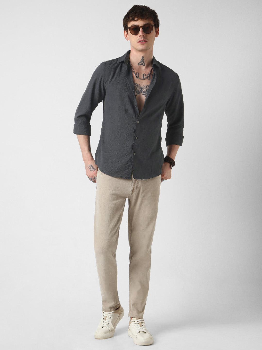 VASTRADO Men Classic Slim Fit Opaque Striped Casual Shirt