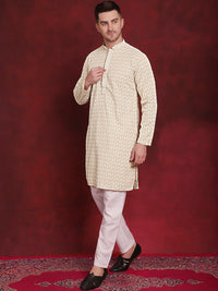 Jompers Embroidered Regular Sequinned Pure Cotton Kurta with Pyjamas