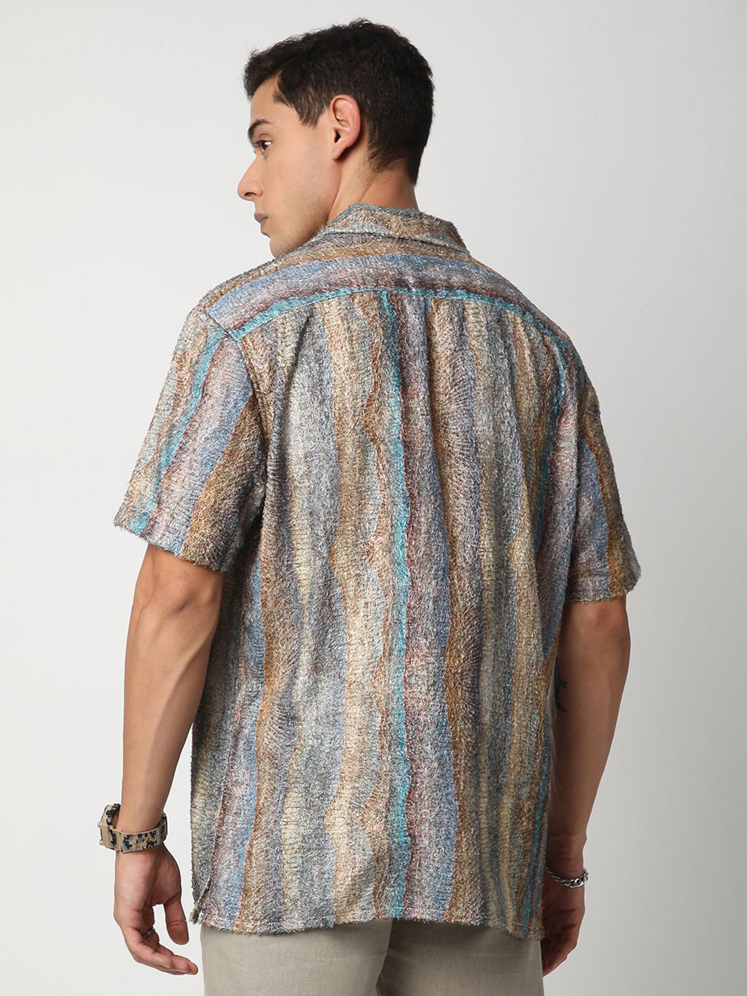 VASTRADO Men Classic Abstract Self Design Oversized Casual Shirt