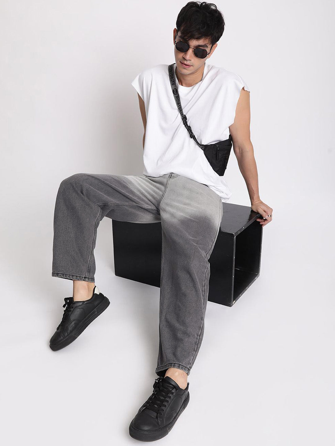 Bene Kleed Men Baggy Fit Pure Cotton Ombre Jeans