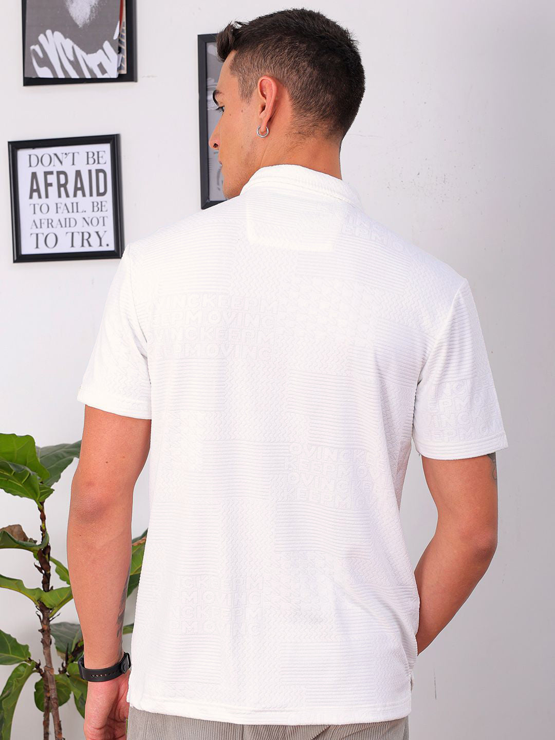 The Indian Garage Co Slim Fit Textured Terry Knit Resortwear Shirt