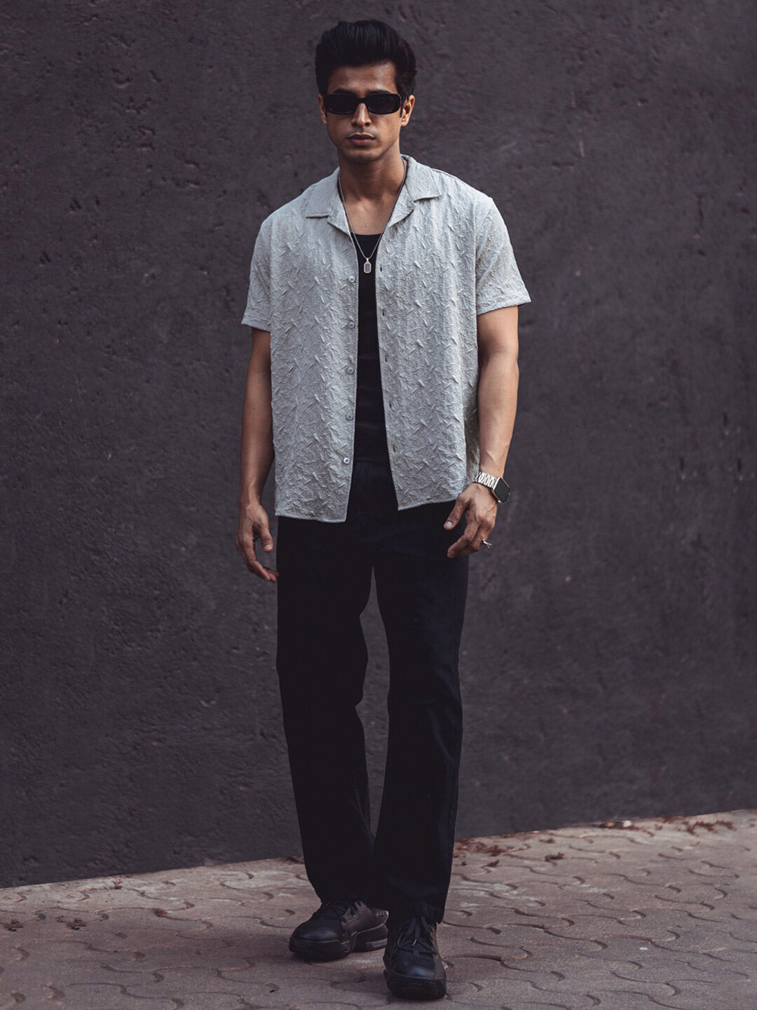 Powerlook Self Design Casual Shirt