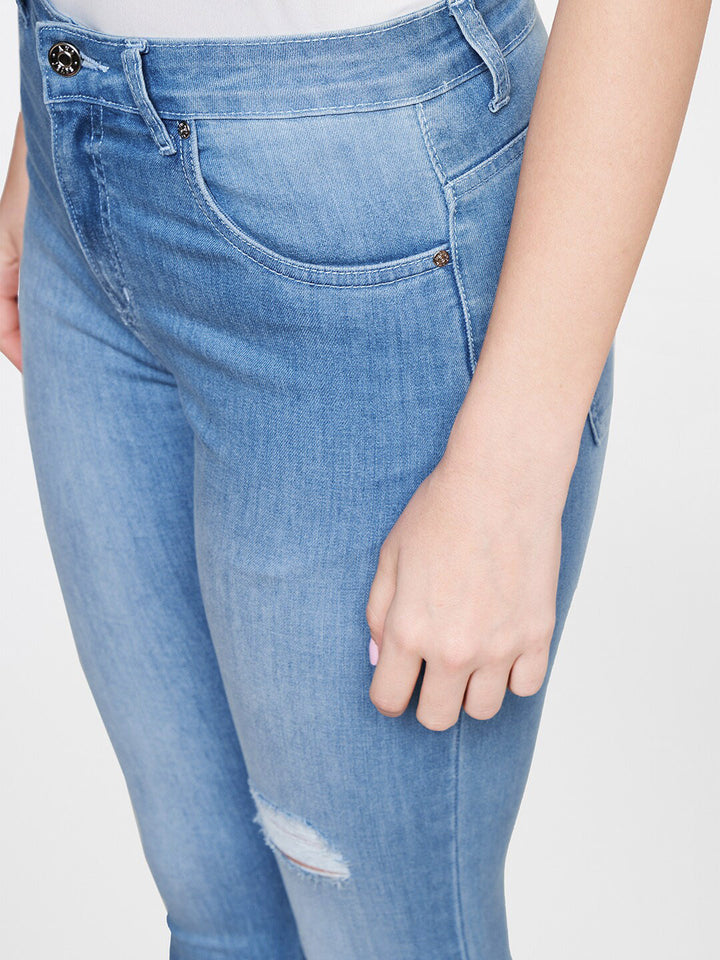 AND Women Skinny Fit Light Fade Low Distressed Jeans