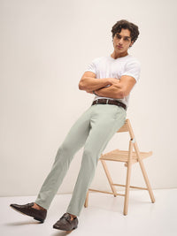 THE BEAR HOUSE Men Slim Fit Mid-Rise Flat-Front Trousers