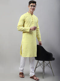 Jompers Embroidered Mandarin Collar Chikankari Kurta