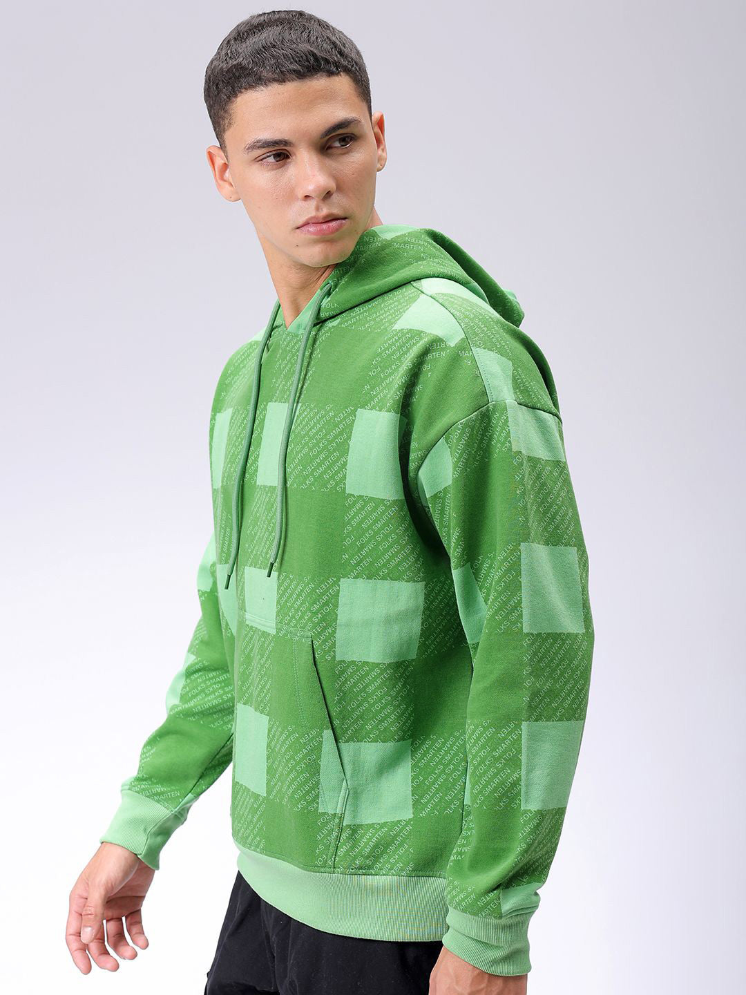 The Indian Garage Co Men Geometric Printed Hooded Sweatshirt