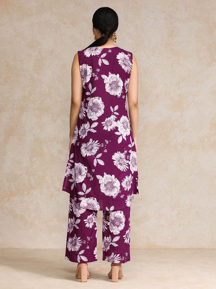 Varanga Women Floral Printed Regular Pure Cotton Kurta with Palazzos