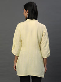 AURELIA Geometric Woven Design Mandarin Collar Straight Kurti