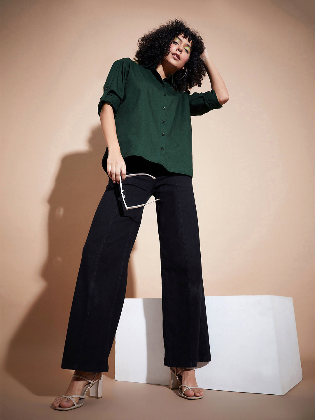 SASSAFRAS BASICS Spread Collar Pure Cotton Oversized Casual Shirt