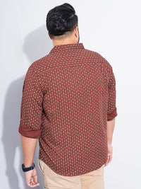 The Indian Garage Co Plus Size Micro Ditsy Printed Pure Cotton Casual Shirt