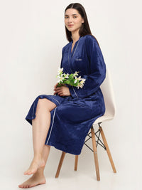 KLOTTHE Long Sleeve Woolen Bath Robe With Belt