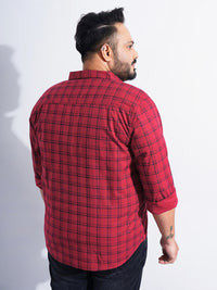 The Indian Garage Co Plus Size Windowpane Checked Cotton Casual Shirt