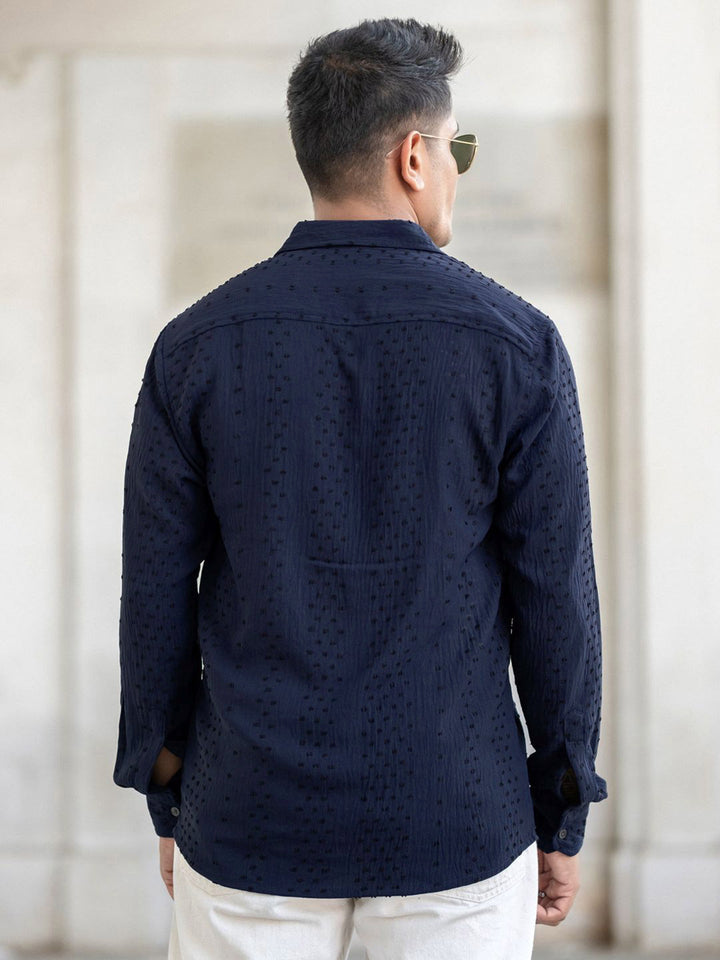 Powerlook Men Spread Collar Textured Casual Shirt