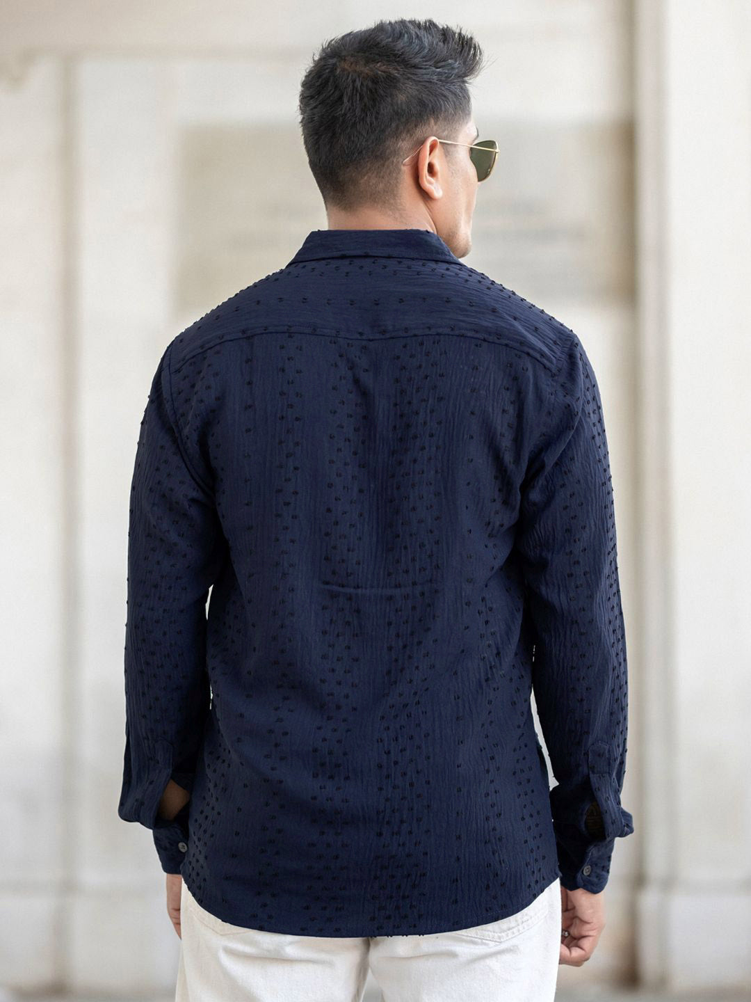 Powerlook Men Spread Collar Textured Casual Shirt