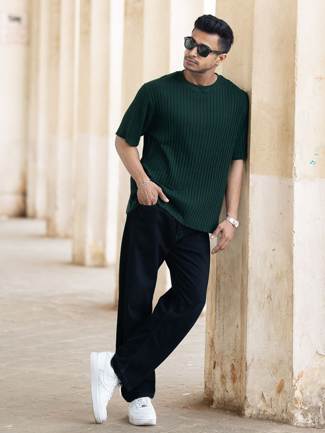 Powerlook Men Drop-Shoulder Sleeves Oversized T-shirt