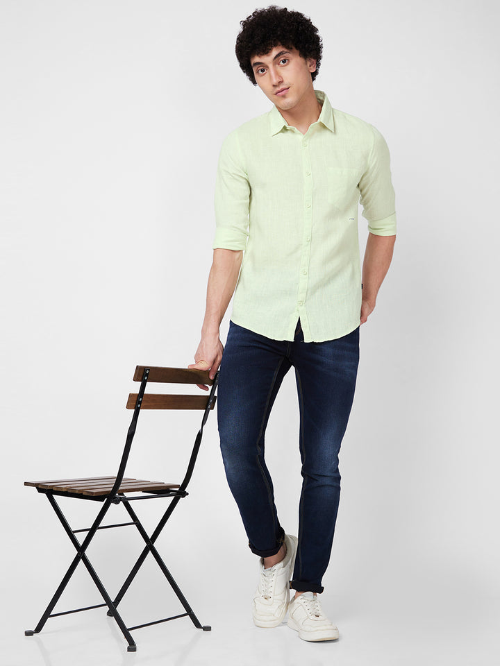 SPYKAR Spread Collar Linen Casual Shirt