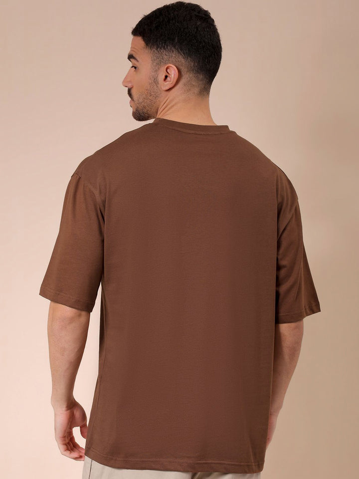 The Indian Garage Co Men Typography Printed Round Neck Cotton Oversized T-shirt