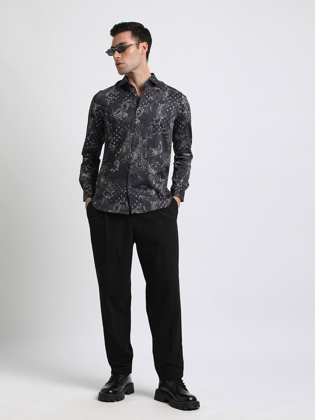 THE BEAR HOUSE Floral Printed Slim Fit Pure Cotton Casual Shirt