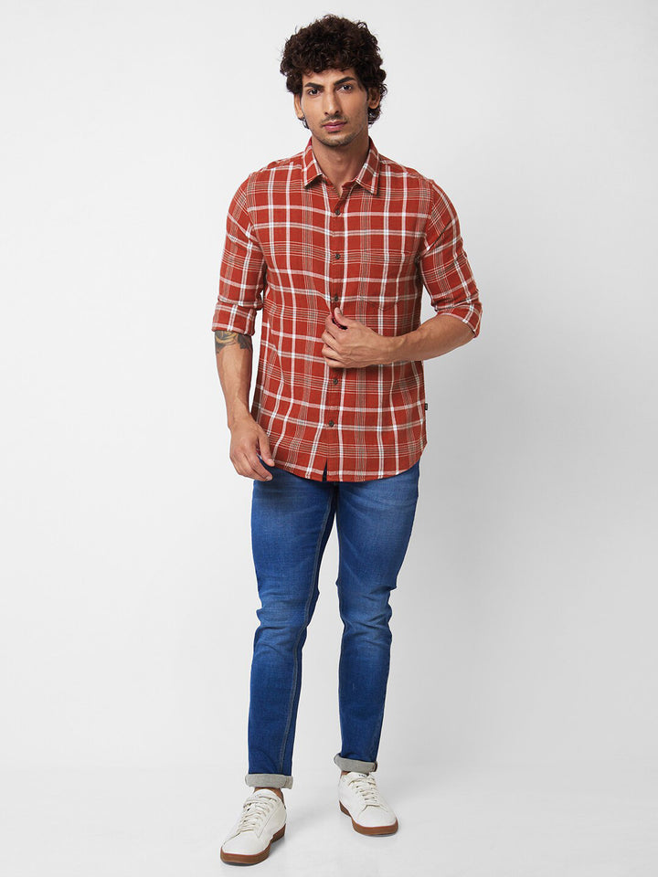 SPYKAR Men Tartan Checked Opaque Pure Cotton Casual Shirt