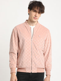 THE BEAR HOUSE Self Design Stand Collar Windcheater Bomber Jacket