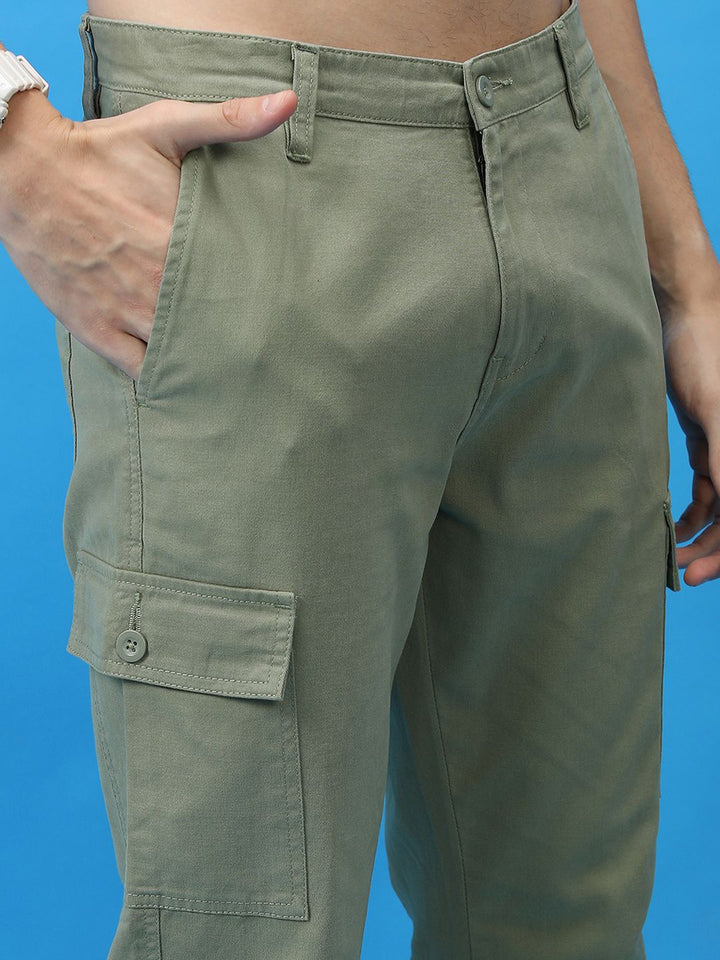 Lelaki Highlander Tapered sesuai dengan Cargo Cotton Plain Mid Rise Pepejal