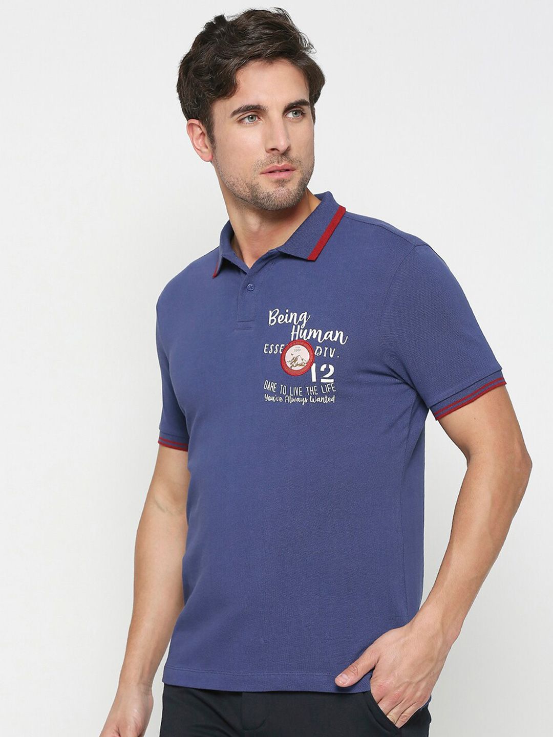 Being Human Typography Printed Polo Collar T-shirt