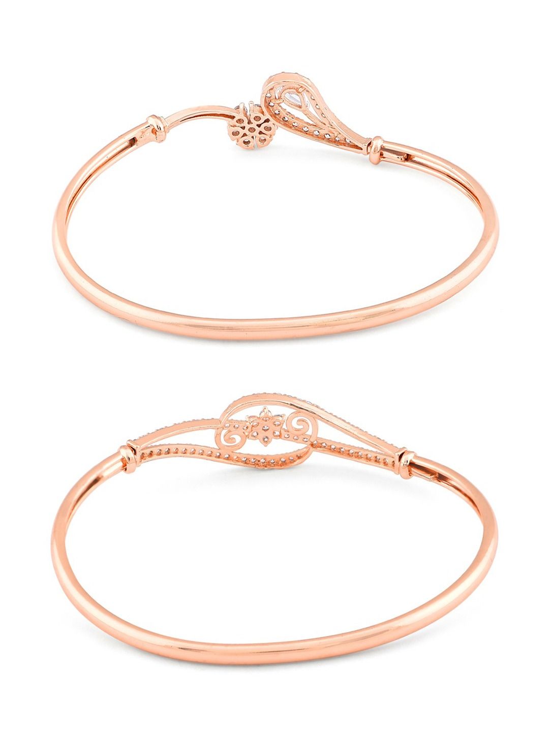 Set Wanita Zaveri Pearls 2 Gelang Kada Cubic Zirconia Cubic Zirconia &amp; Putih Bersalut Emas Rose
