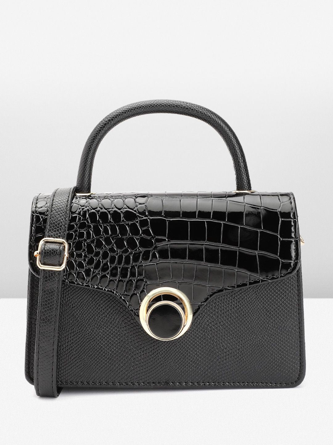 DressBerry Animal Skin Textured Structured Satchel