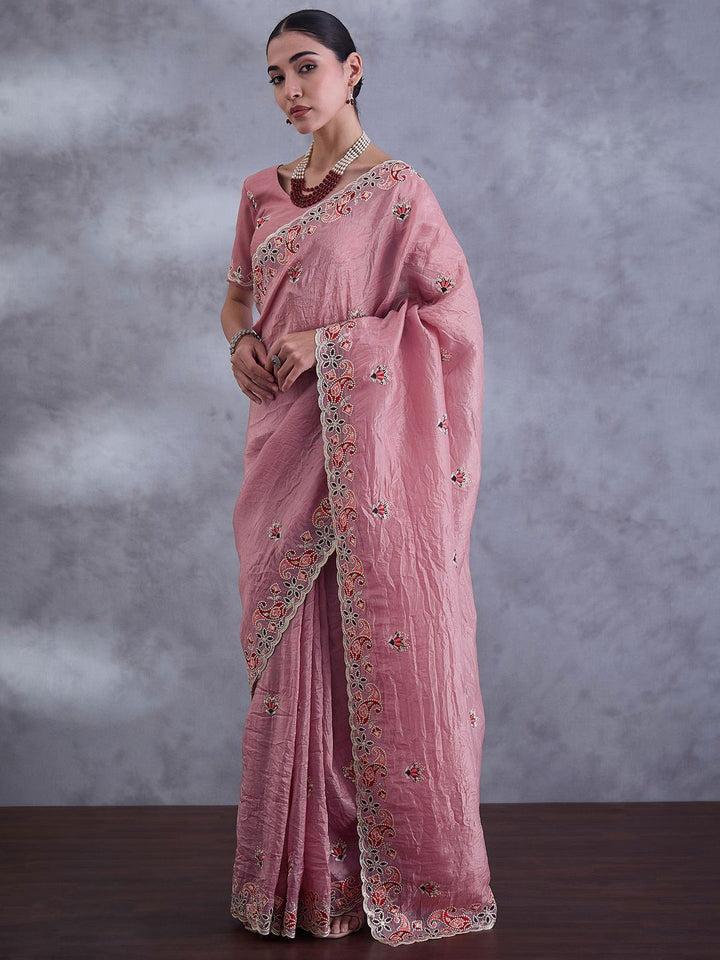 Saree mall Embellished Sequinned Tissue Heavy Work Sarees