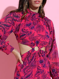 Tokyo Talkies Pretty Pink Floral Cut-out Dress