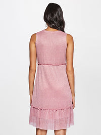 AND Pink Solid Wrap Dress