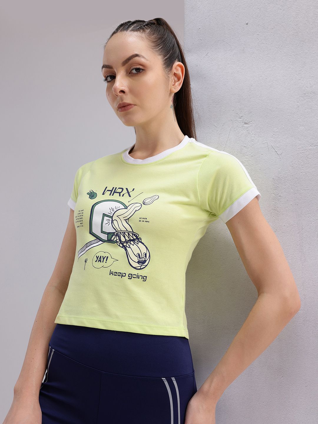 HRX by Hrithik Roshan Graphic Print Crop T-shirt