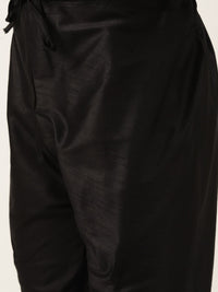 SOJANYA Set Kurta Solid Hitam Lelaki Dengan Jaket Bercetak