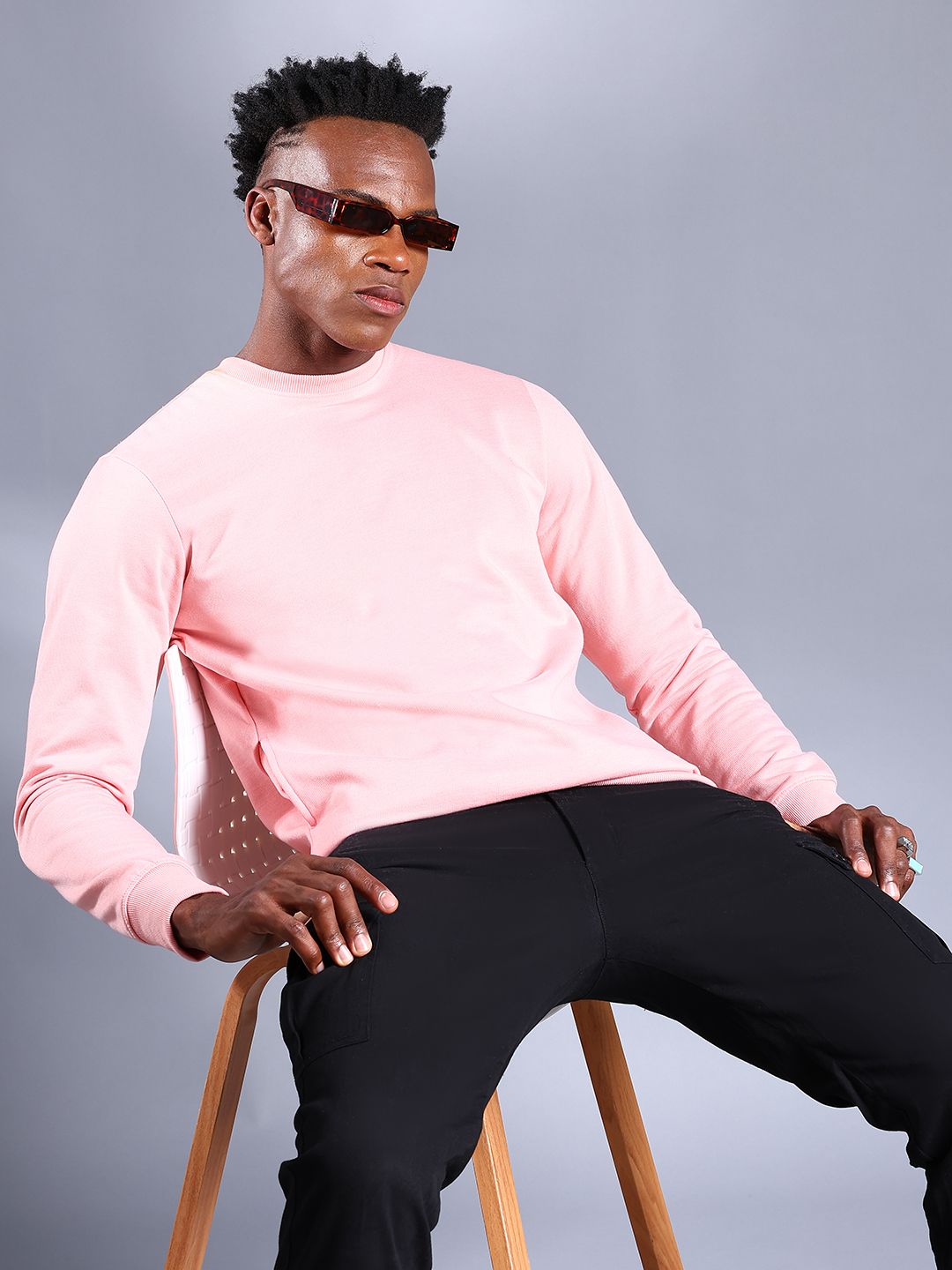 The Indian Garage Co Men Pink Solid Sweatshirt