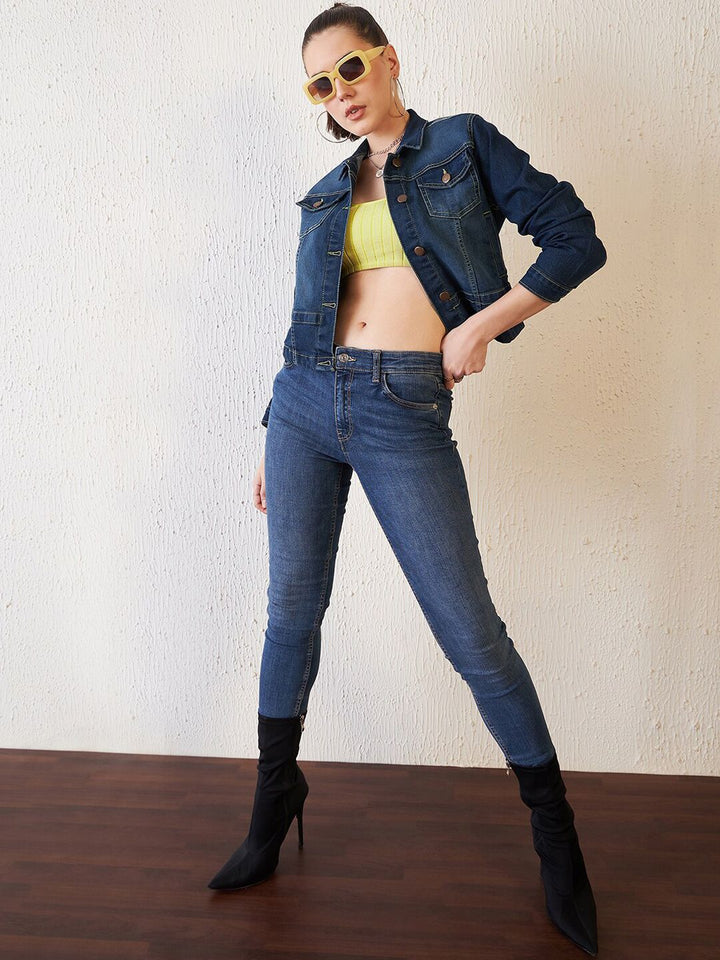 Antheaa Blue Washed Baggy Fit Denim Jacket